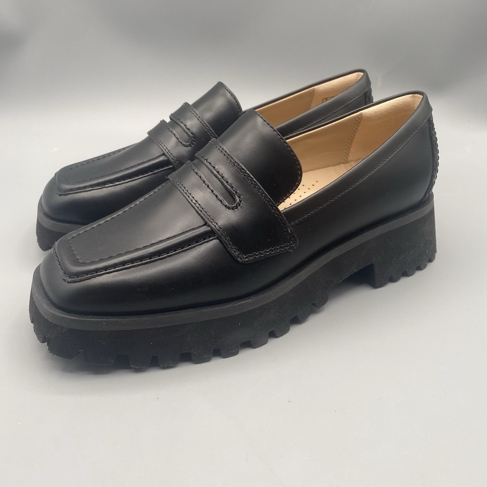 Clark's Signature STAYSO EDGE‎ Black Loafer Slip On Shoes Size 6.5 Chunky Lug